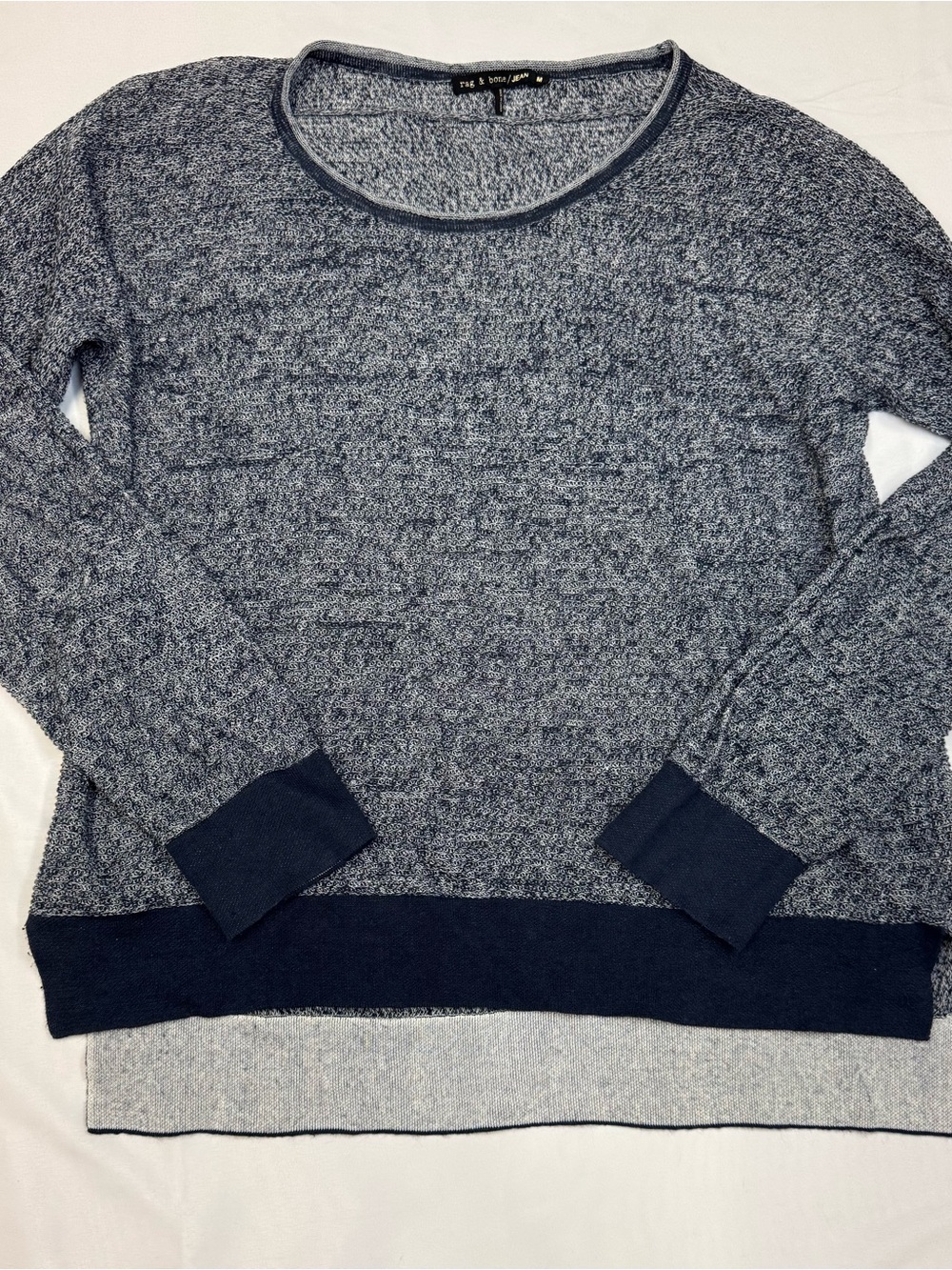 rag & bone Marled Navy and Heather Scoop Neck Sweater